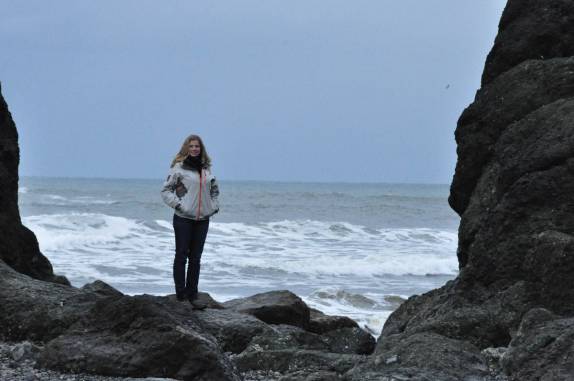 Caminhada na bela e selvagem Ruby Beach, no Olympic National Park, no estado de Washington, oeste dos Estados Unidos